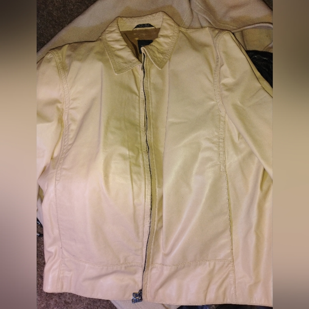 Cream Leather Jacket